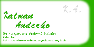 kalman anderko business card