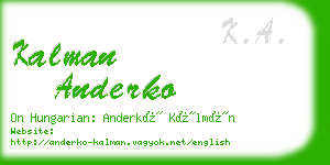 kalman anderko business card